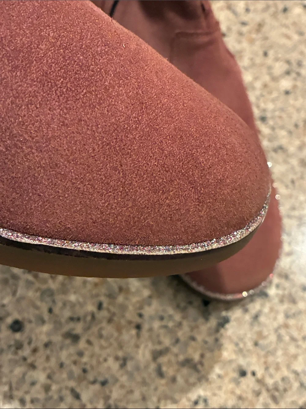 Pom D'Api Suede Ankle Boots in Dusty Rose with Glitter Horse Accent